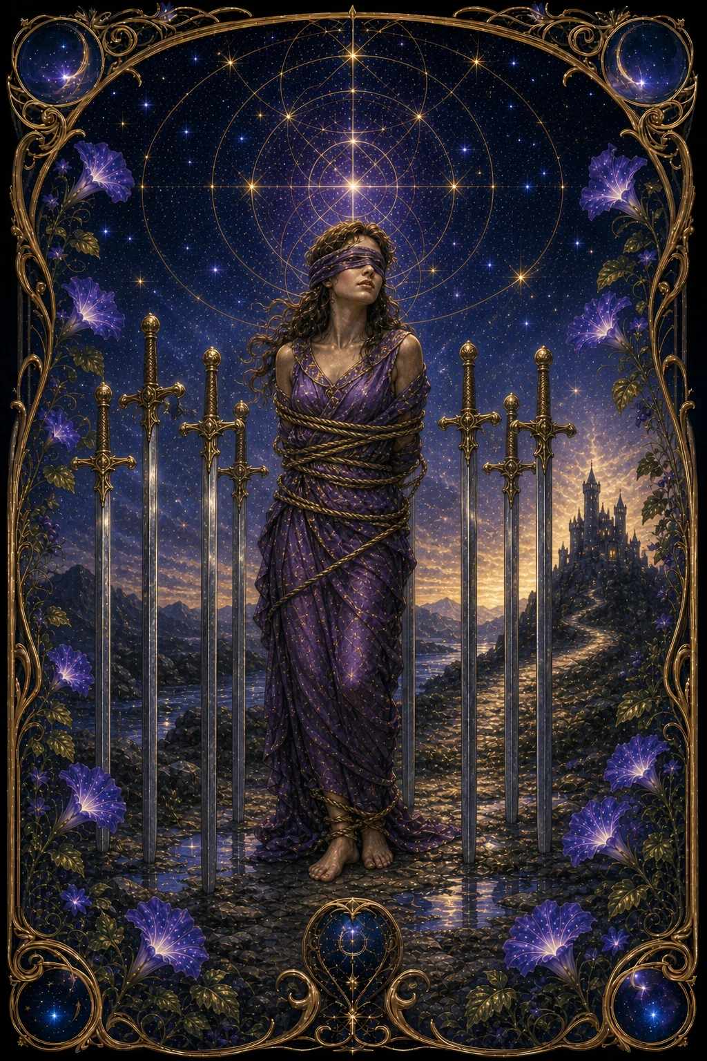 Eight of Swords tarot card art