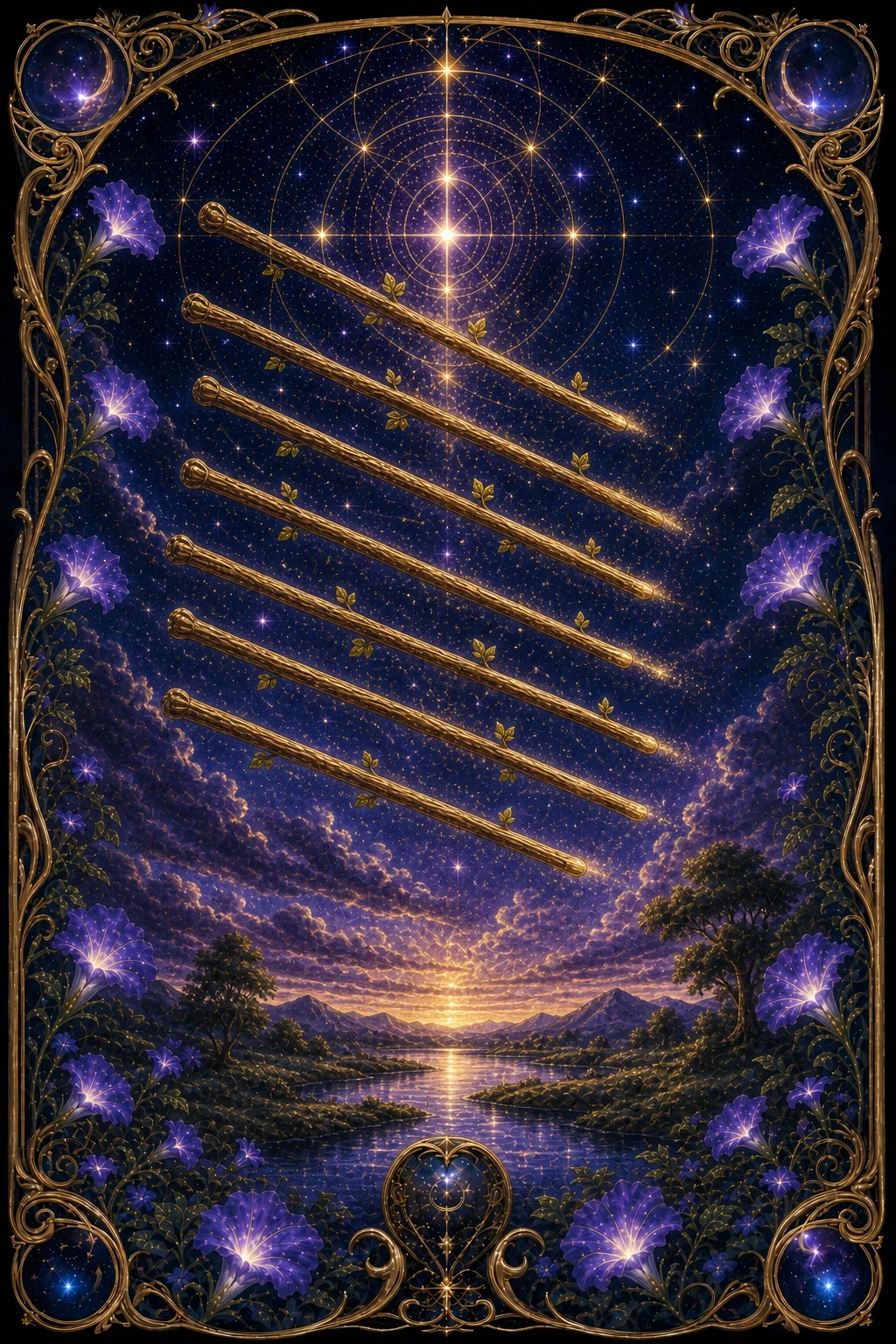 Eight of Wands tarot card art