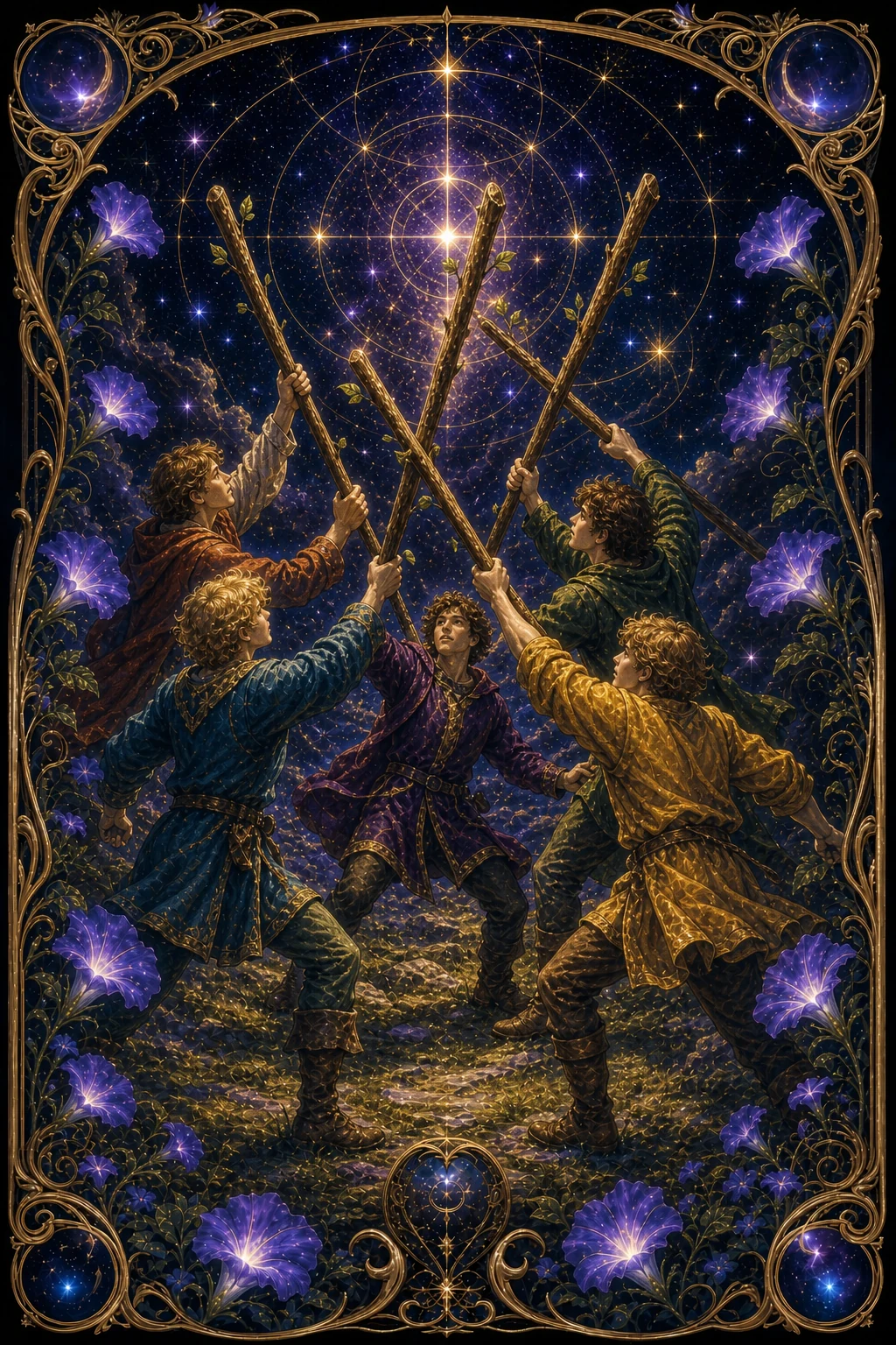 Five of Wands tarot card art