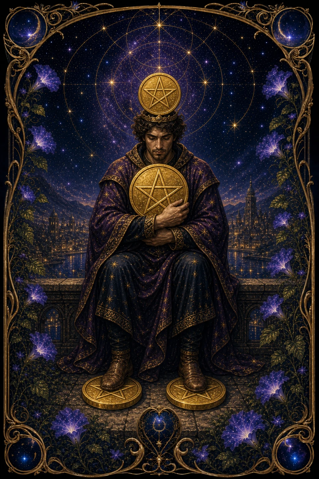 Four of Pentacles tarot card art