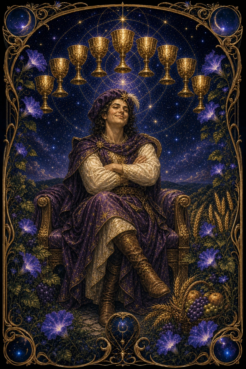 Nine of Cups tarot card art
