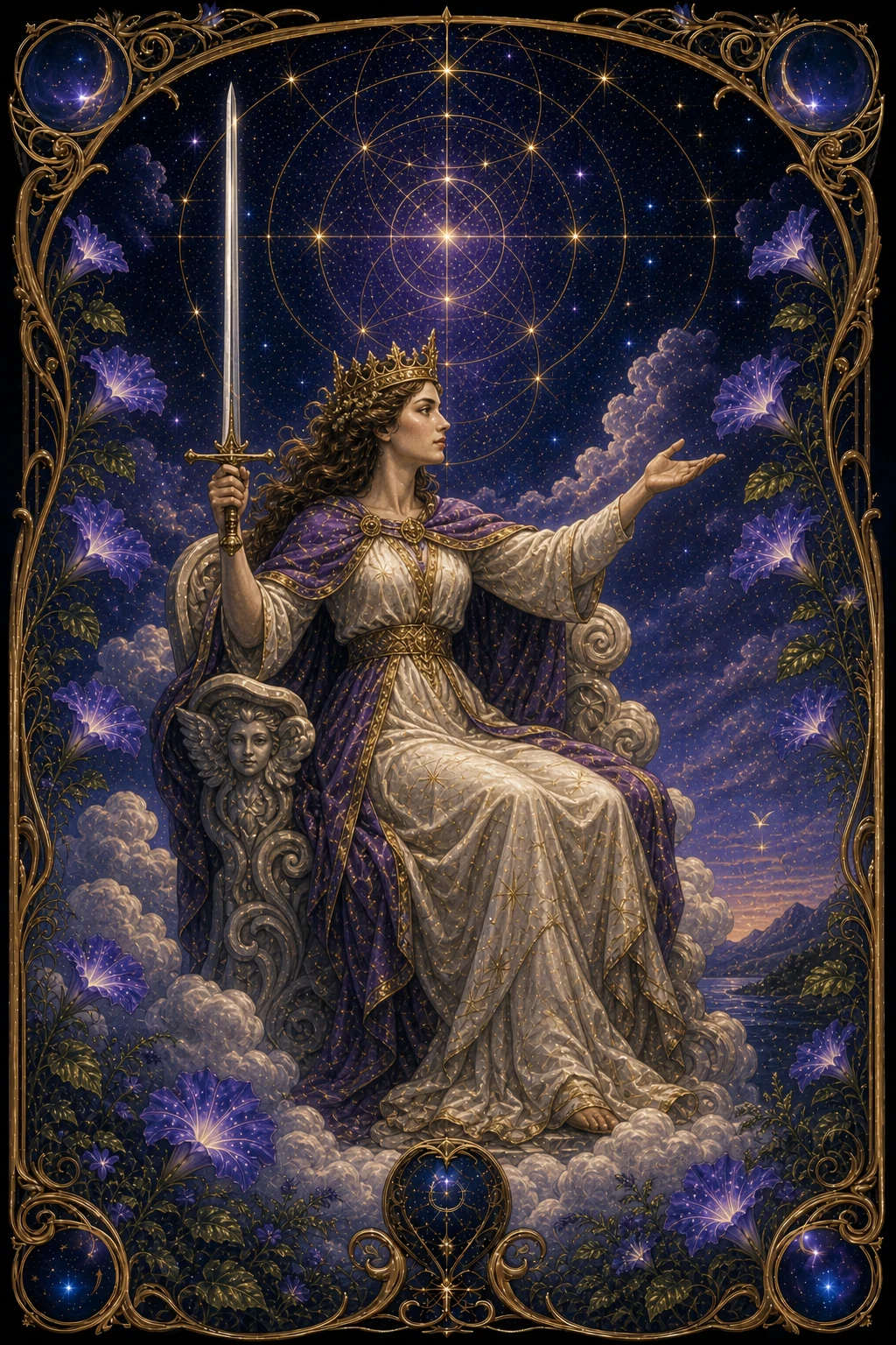 Queen of Swords tarot card art