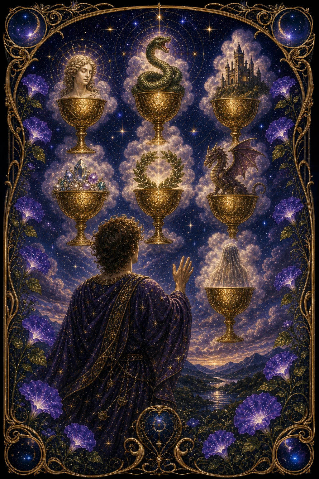 Seven of Cups tarot card art