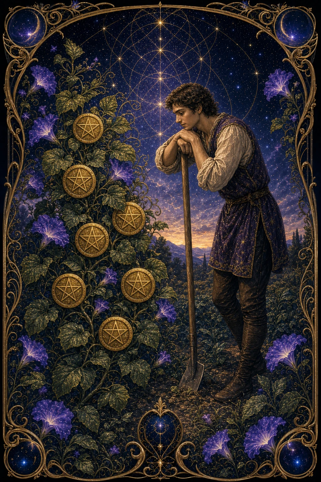 Seven of Pentacles tarot card art