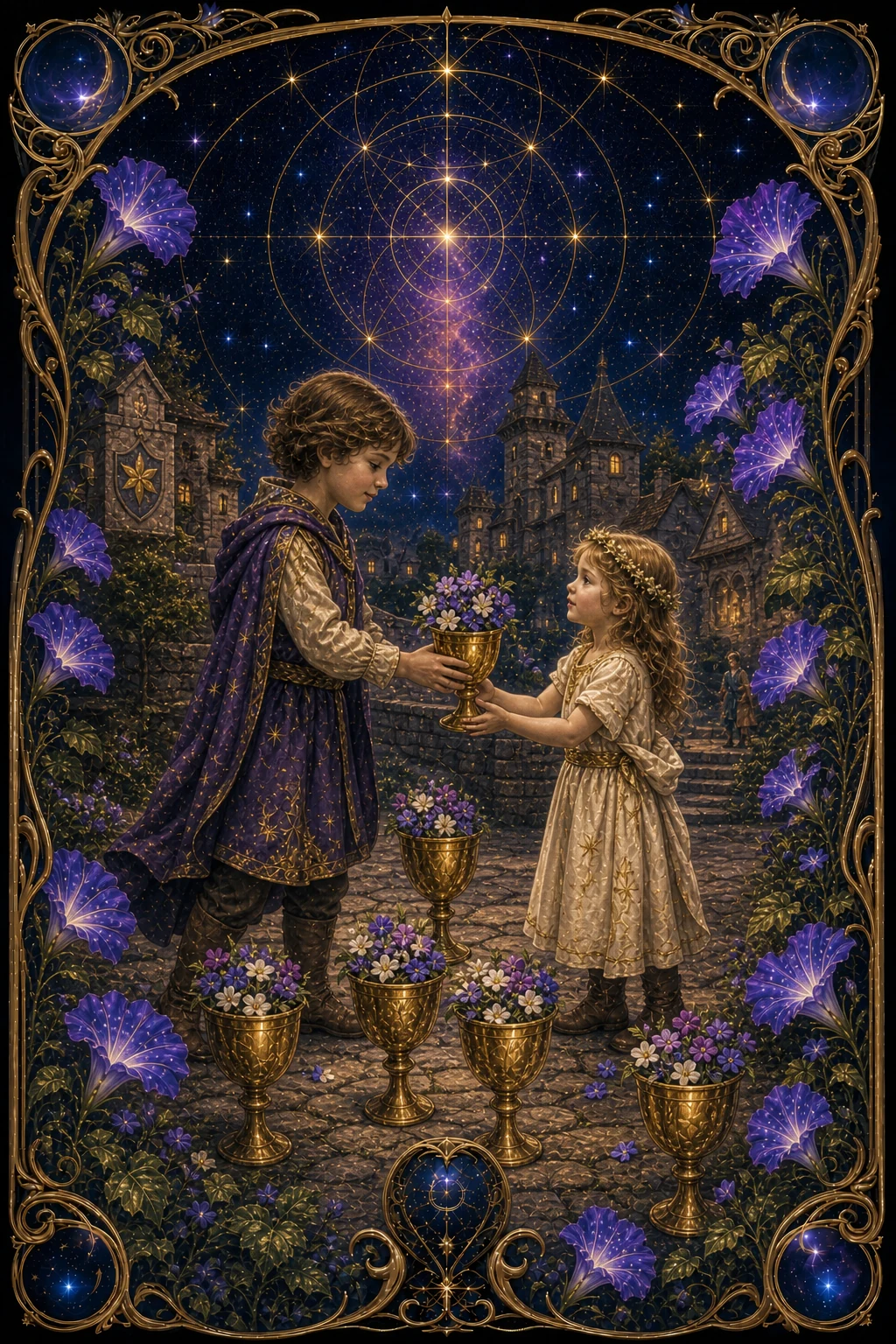 Six of Cups tarot card art