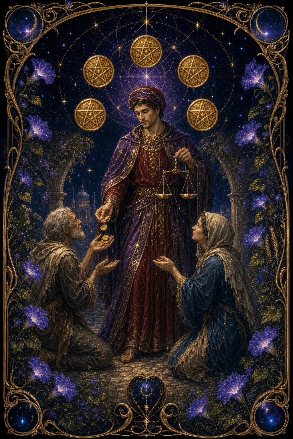 Six of Pentacles tarot card art