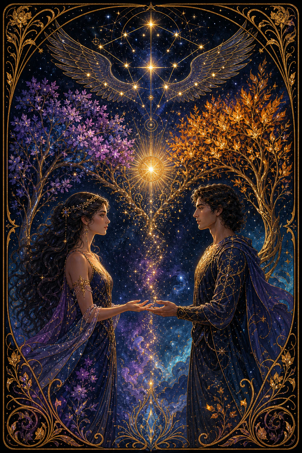 The Lovers tarot card art