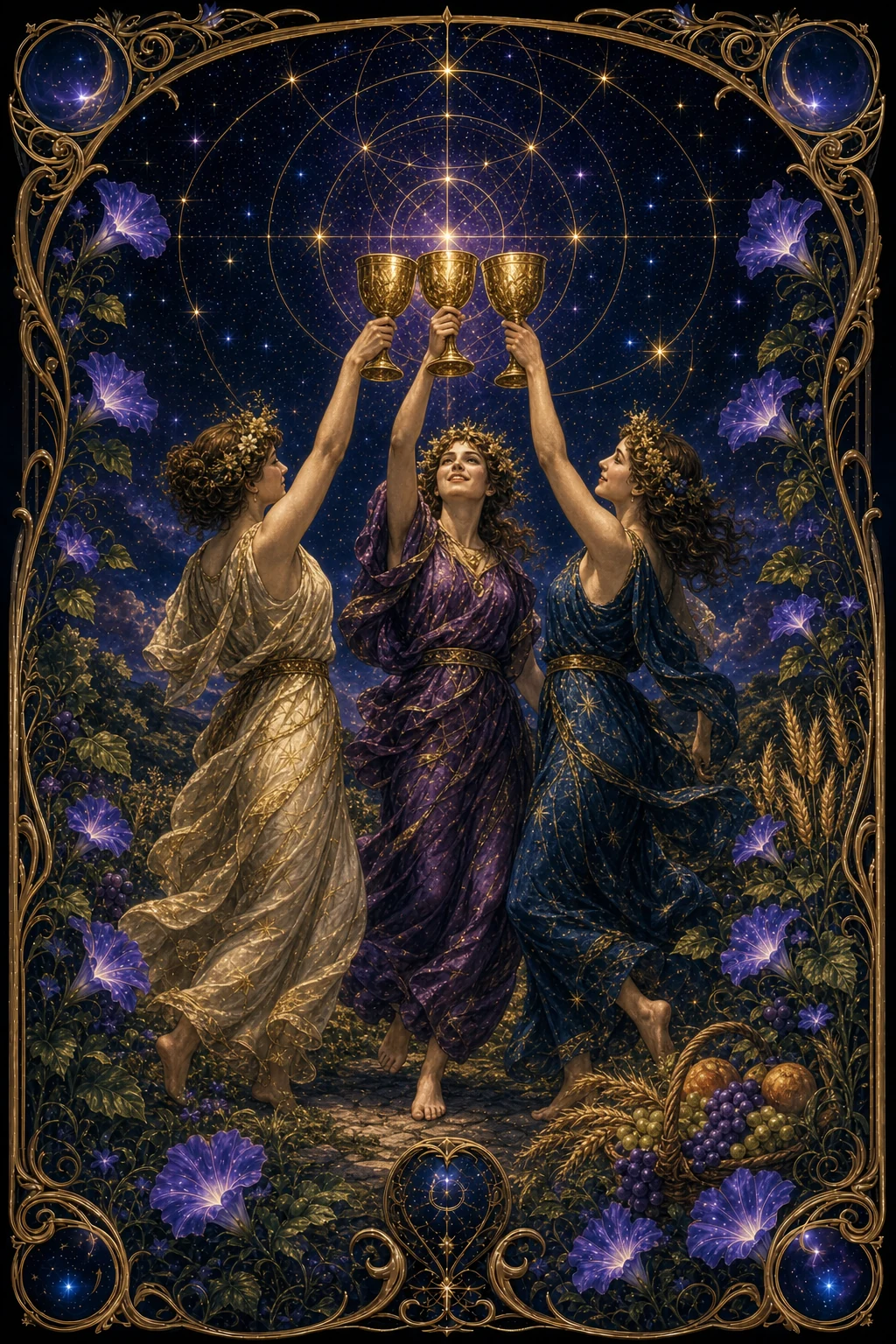 Three of Cups tarot card art